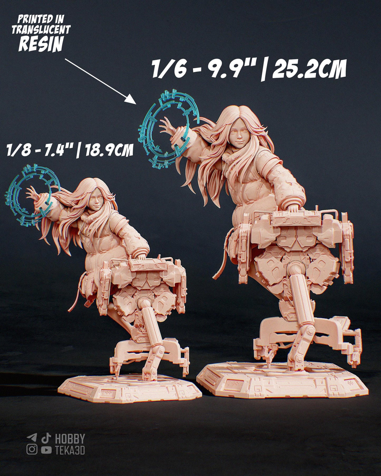 Unpainted Sci Fi Anime Style Resin Model Kit – 1/8 and 1/6 Scale – by Bulkamancers – Mecha Girl with Clear Tech Halo – photo 5