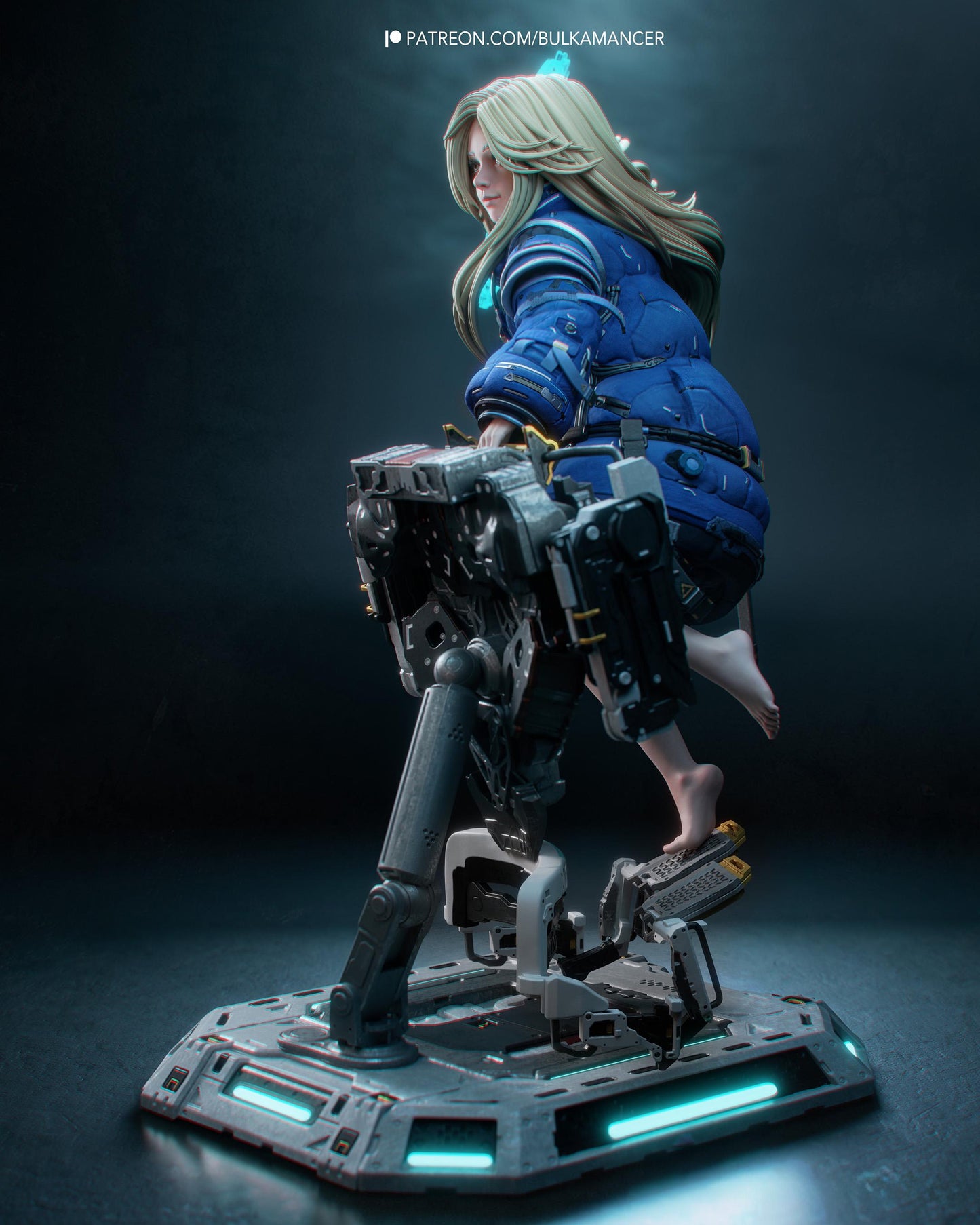 Hand Painted Sci Fi Anime Style Resin Statue – 1/8 and 1/6 Scale – Mecha Girl with Clear Tech Halo – photo 4