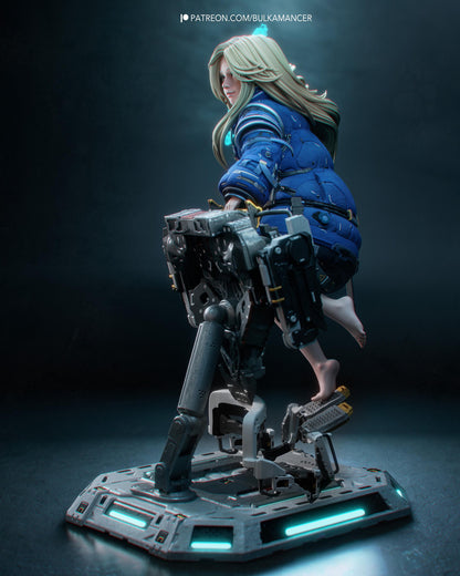 Hand Painted Sci Fi Anime Style Resin Statue – 1/8 and 1/6 Scale – Mecha Girl with Clear Tech Halo – photo 4