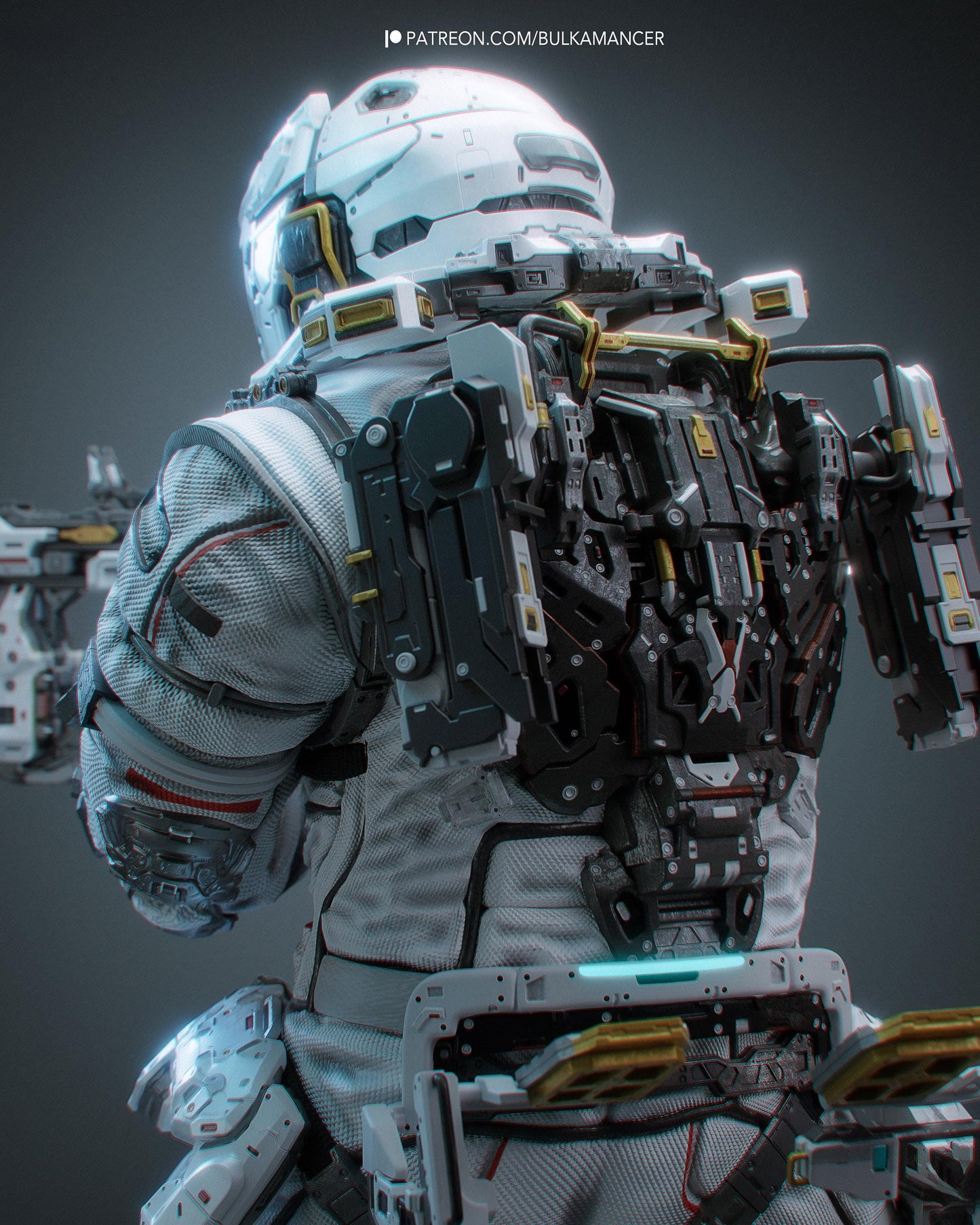 Hand Painted Sci Fi Armored Soldier Resin Statue - 1/8 and 1/6 Scale - Futuristic Trooper with Blaster and Tech Base – photo 3