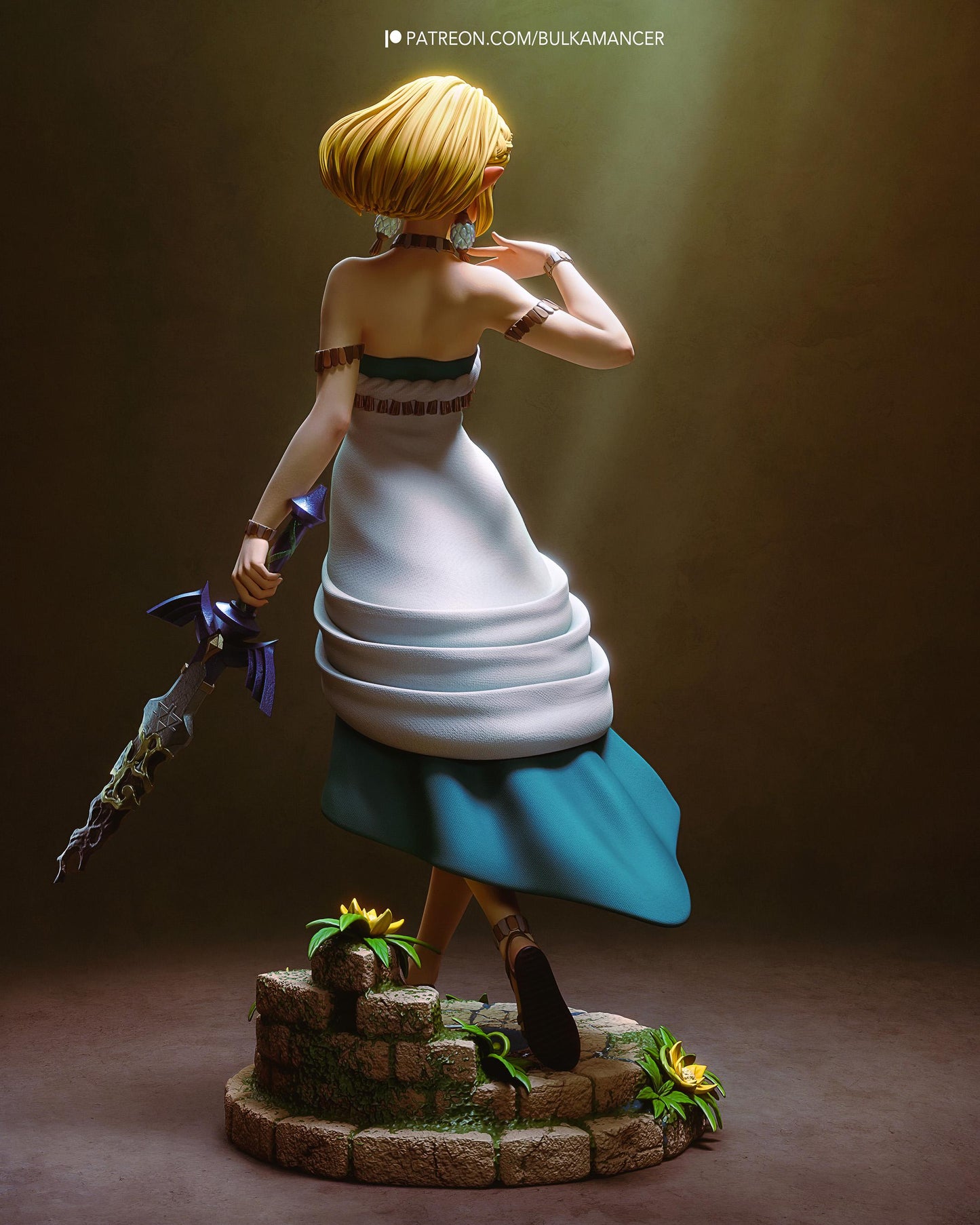 Hand Painted Fantasy Elf Princess Resin Statue - 1/8 and 1/6 Scale - Anime Style Figure with Blue Magic Weapon – photo 4