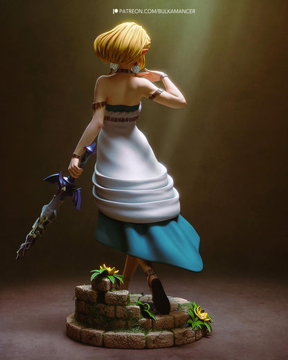 Hand Painted Fantasy Elf Princess Resin Statue - 1/8 and 1/6 Scale - Anime Style Figure with Blue Magic Weapon – photo 4
