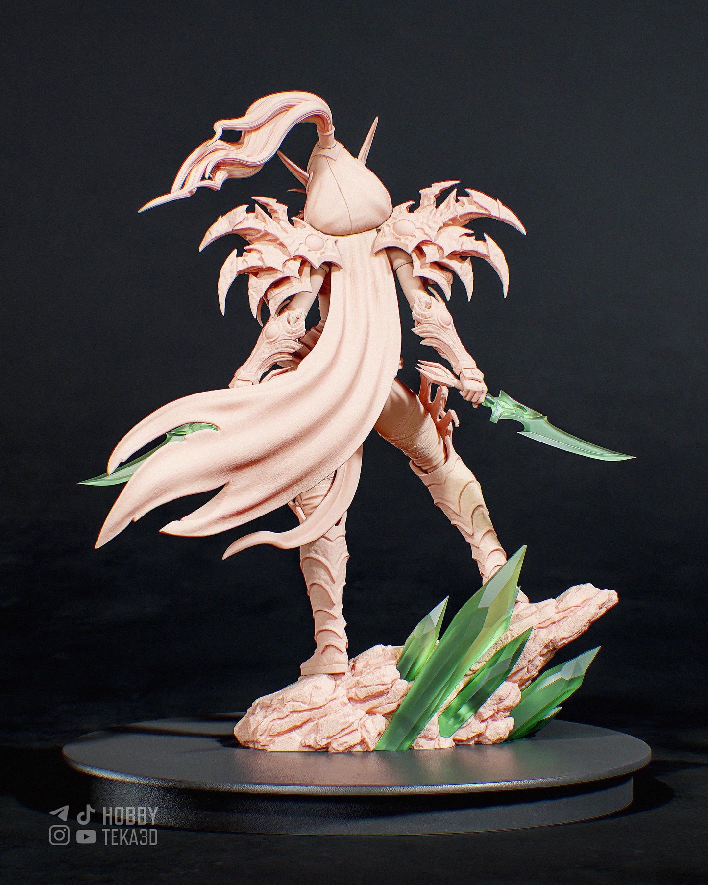 Unpainted Dark Fantasy Elven Assassin Resin Garage Kit – 1/8 and 1/6 Scale by Bulkamancers, DIY Figure Kit with Clear Blades – photo 4
