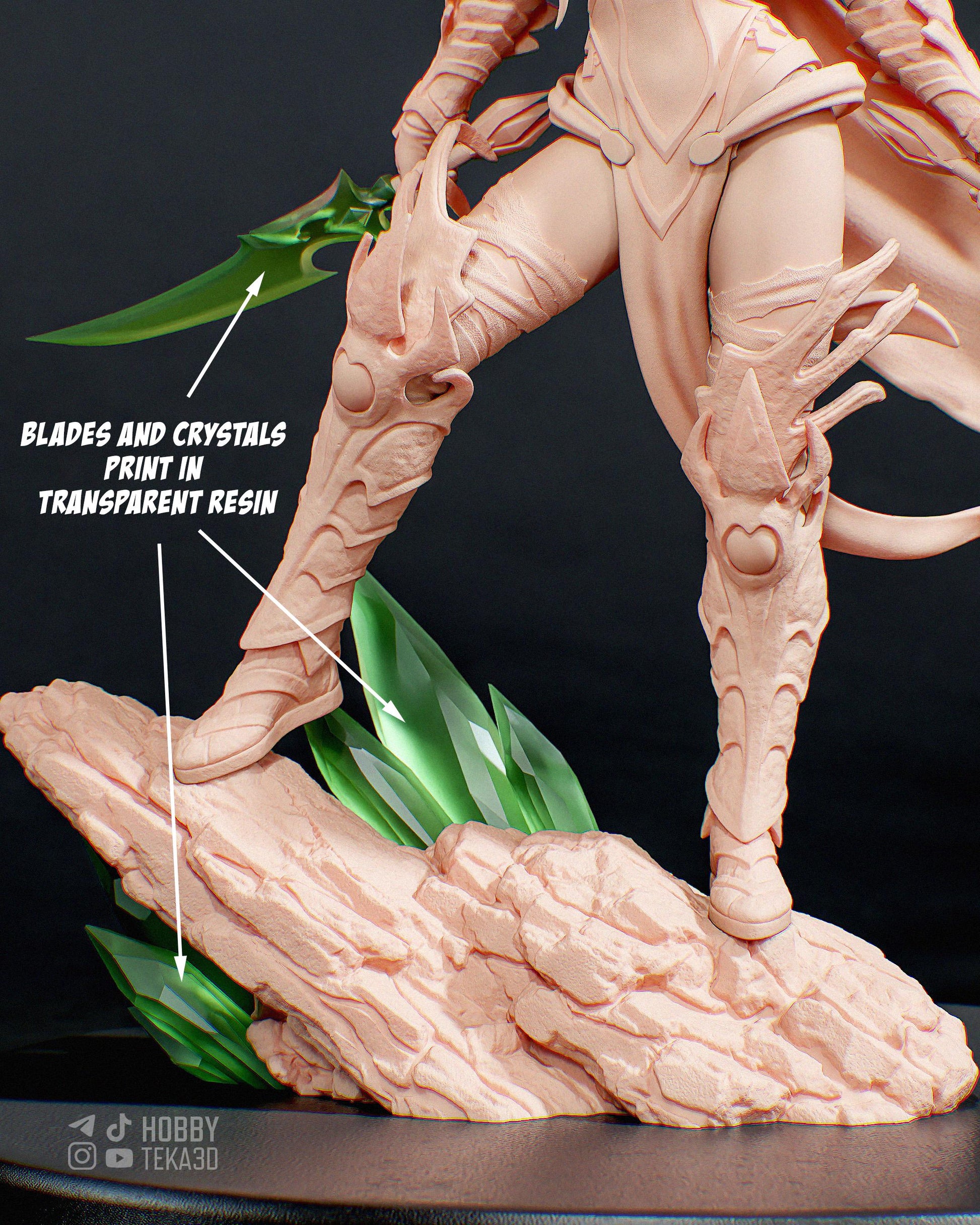 Unpainted Dark Fantasy Elven Assassin Resin Garage Kit – 1/8 and 1/6 Scale by Bulkamancers, DIY Figure Kit with Clear Blades – photo 3