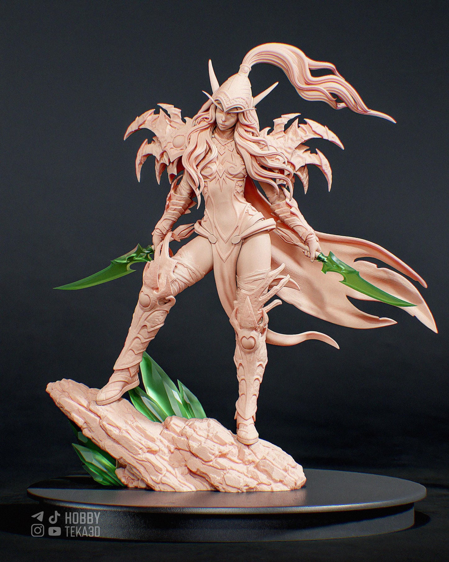 Unpainted Dark Fantasy Elven Assassin Resin Garage Kit – 1/8 and 1/6 Scale by Bulkamancers, DIY Figure Kit with Clear Blades – photo 5