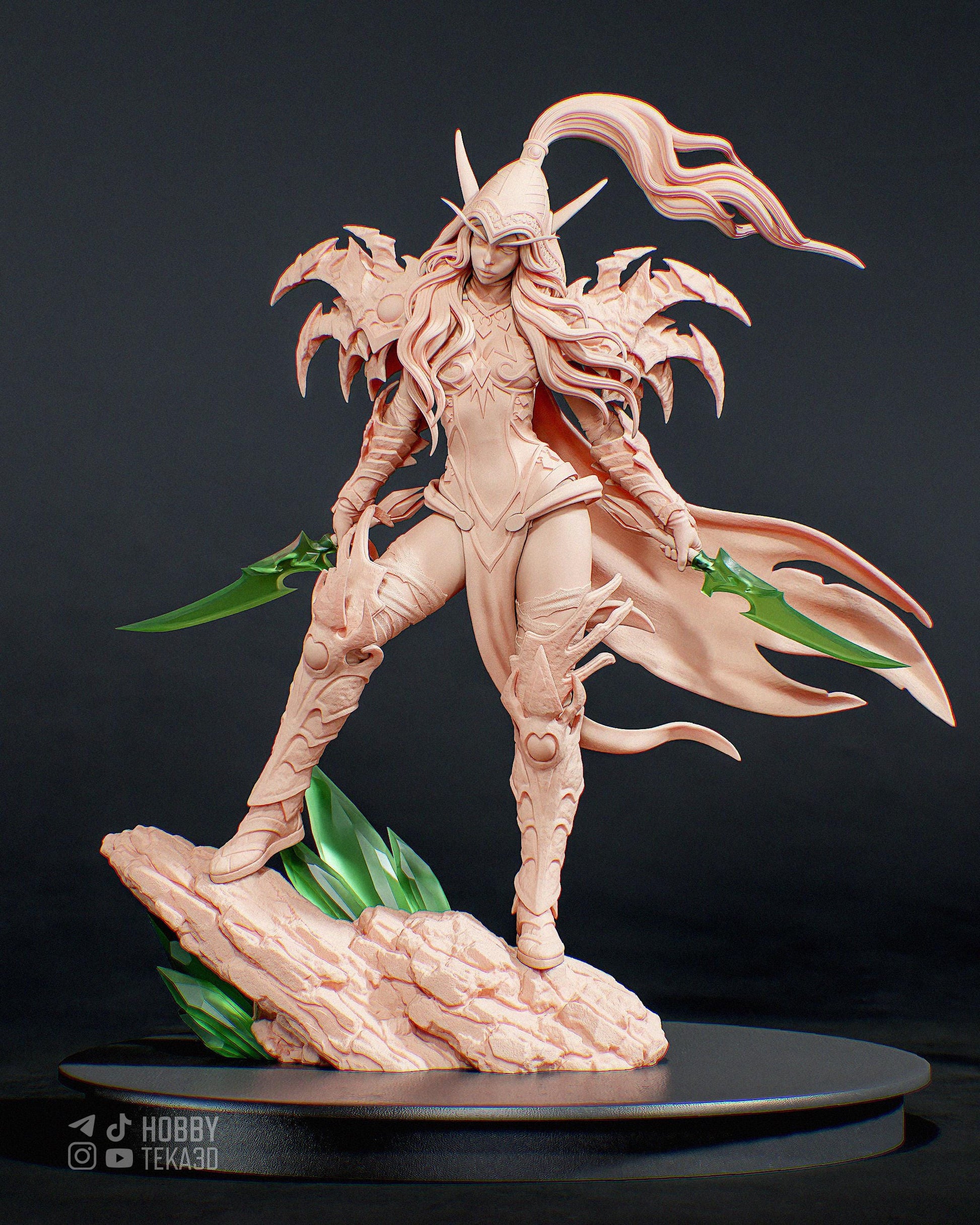 Unpainted Dark Fantasy Elven Assassin Resin Garage Kit – 1/8 and 1/6 Scale by Bulkamancers, DIY Figure Kit with Clear Blades – photo 5