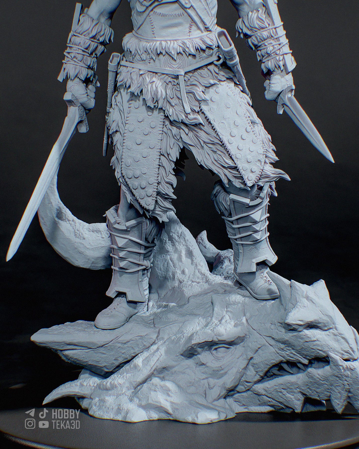 Unpainted Horned Warrior Resin Model Kit – 1/8 and 1/6 Scale – by tanuki – Dark Fantasy Armor Figure DIY Kit – photo 2
