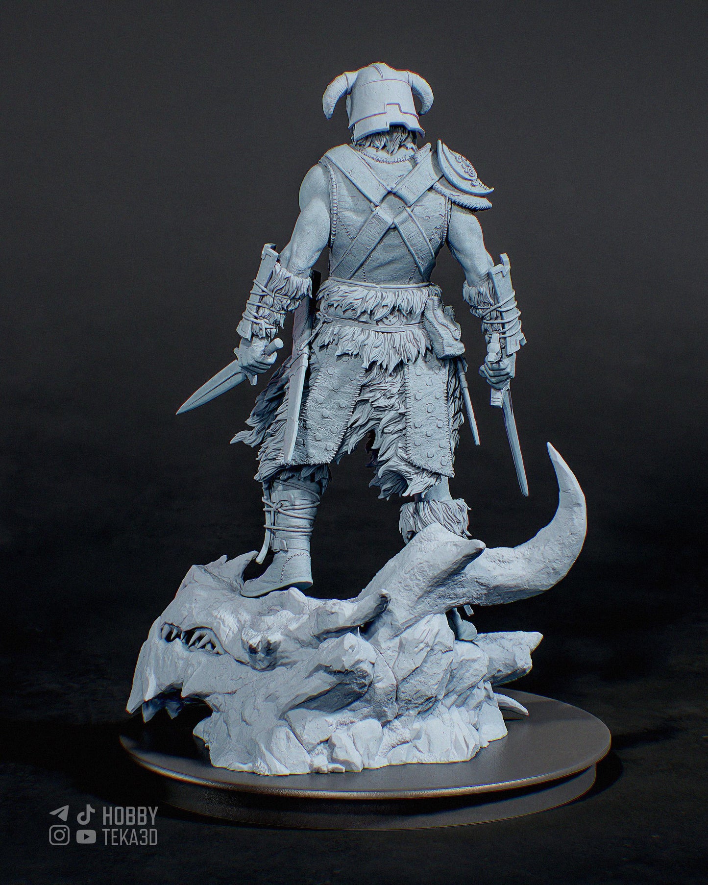 Unpainted Horned Warrior Resin Model Kit – 1/8 and 1/6 Scale – by tanuki – Dark Fantasy Armor Figure DIY Kit – photo 3