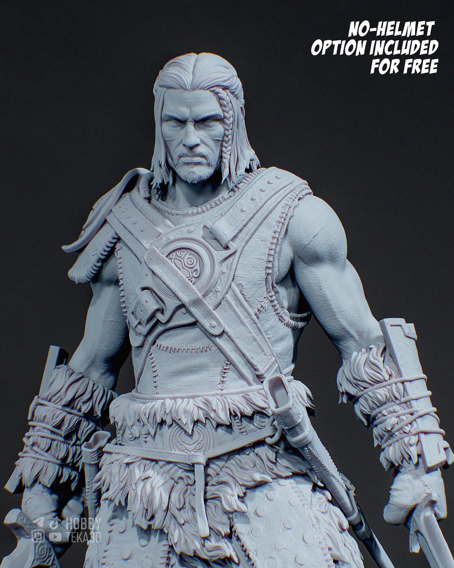 Unpainted Horned Warrior Resin Model Kit – 1/8 and 1/6 Scale – by tanuki – Dark Fantasy Armor Figure DIY Kit – photo 4