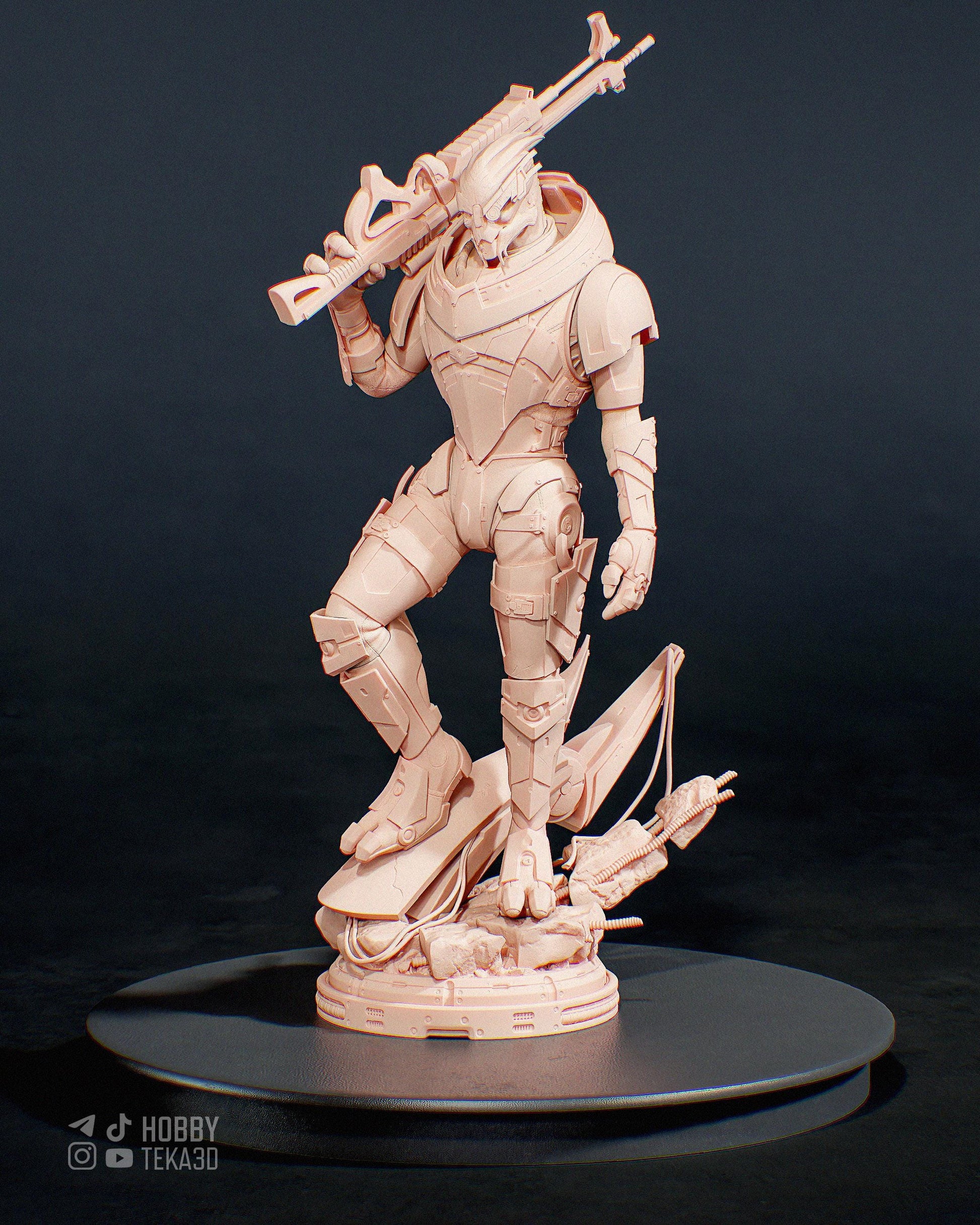 Unpainted Sci Fi Armored Soldier Resin Model Kit - 1/8 and 1/6 Scale - by Bulkamancers - Futuristic Rifle DIY Kit – photo 1