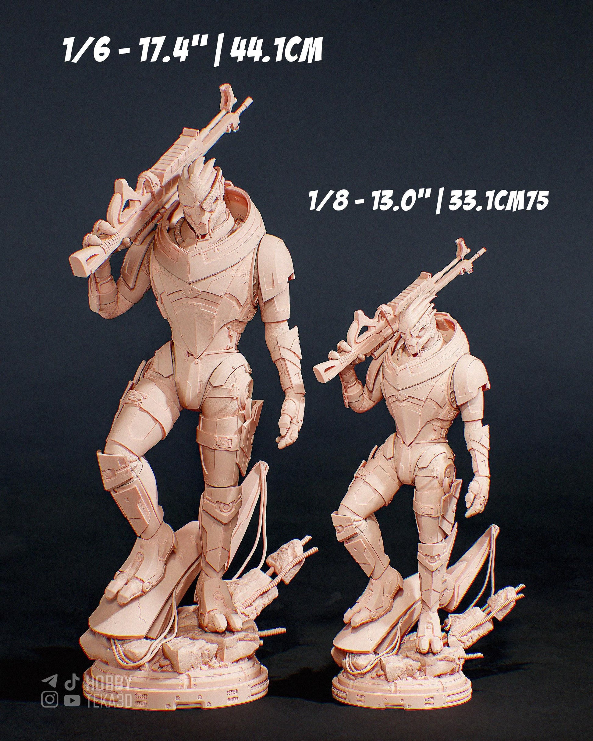 Unpainted Sci Fi Armored Soldier Resin Model Kit - 1/8 and 1/6 Scale - by Bulkamancers - Futuristic Rifle DIY Kit – photo 5