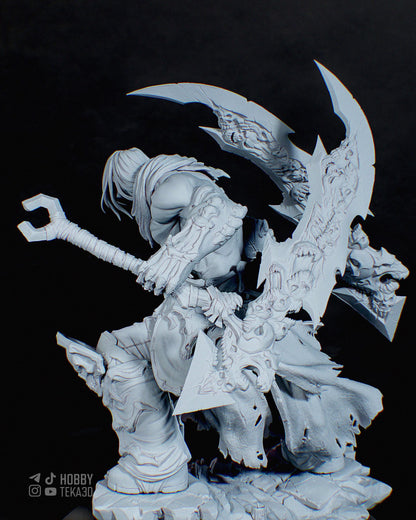 Unpainted Dark Fantasy Reaper Resin Model Kit – 1/8 and 1/6 Scale – by Tanuki – Undead Warrior DIY Statue – photo 3