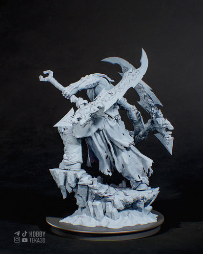 Unpainted Dark Fantasy Reaper Resin Model Kit – 1/8 and 1/6 Scale – by Tanuki – Undead Warrior DIY Statue – photo 4