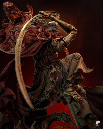 Hand Painted Dark Fantasy Warrior Resin Statue – 1/8 and 1/6 Scale – Armored Red Hair Figure with Clear Resin Blade – photo 1
