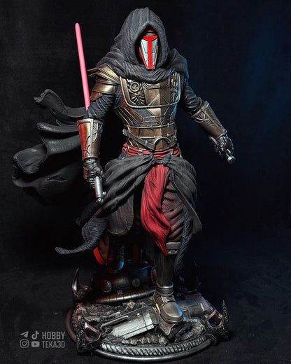 Hand Painted Masked Sci Fi Warrior Resin Statue – 1/8 and 1/6 Scale – Hooded Armor Figure with Red Energy Blade – photo 2