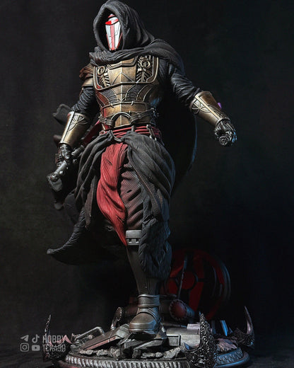 Hand Painted Masked Sci Fi Warrior Resin Statue – 1/8 and 1/6 Scale – Hooded Armor Figure with Red Energy Blade – photo 14