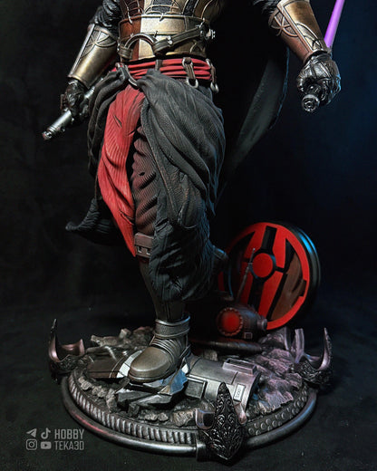 Hand Painted Masked Sci Fi Warrior Resin Statue – 1/8 and 1/6 Scale – Hooded Armor Figure with Red Energy Blade – photo 15