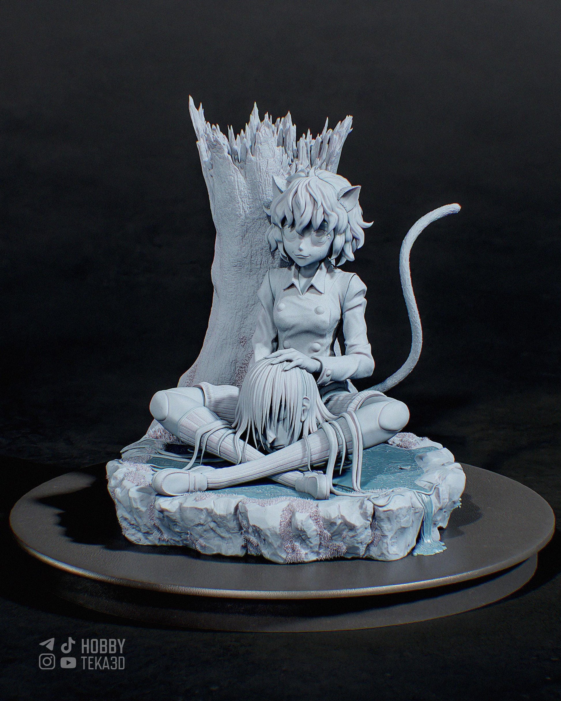 Unpainted Cat Ear Anime Style Resin Model Kit – 1/8 and 1/6 Scale – by Samiho – Dark Fantasy Forest Diorama – photo 1
