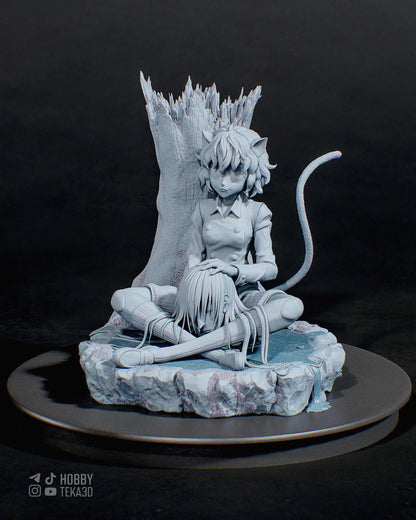 Unpainted Cat Ear Anime Style Resin Model Kit – 1/8 and 1/6 Scale – by Samiho – Dark Fantasy Forest Diorama – photo 1
