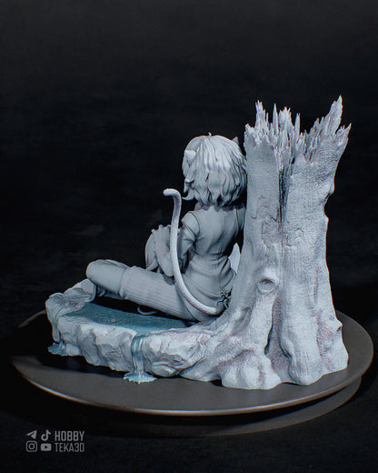 Unpainted Cat Ear Anime Style Resin Model Kit – 1/8 and 1/6 Scale – by Samiho – Dark Fantasy Forest Diorama – photo 2