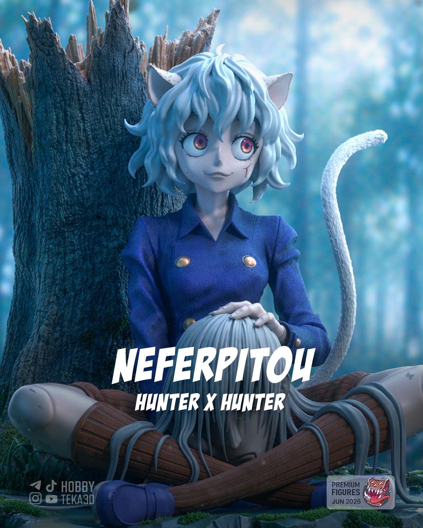 Hand Painted Cat Ear Anime Style Resin Statue – 1/8 and 1/6 Scale – Dark Fantasy Forest Diorama Figure – photo 2