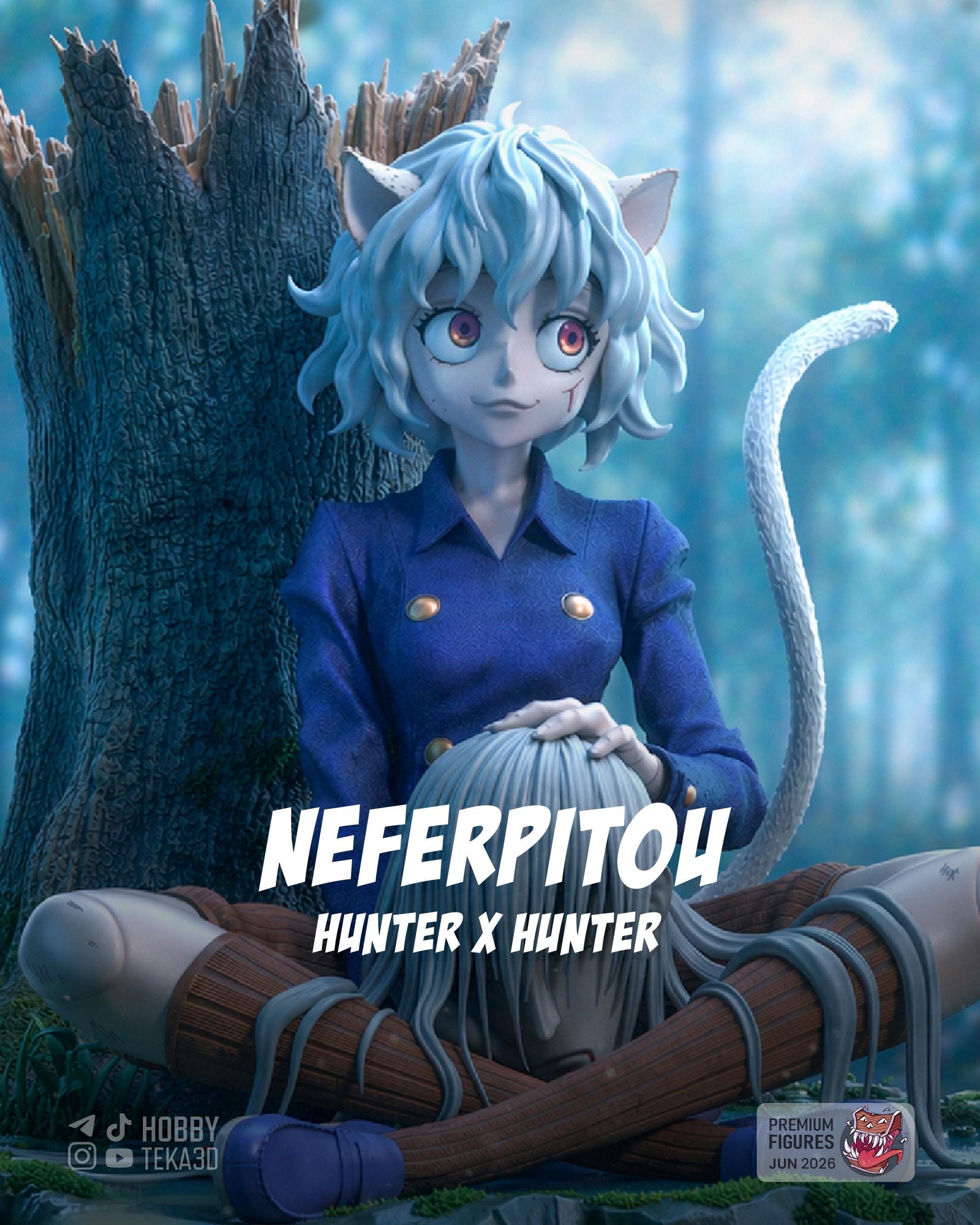 Hand Painted Cat Ear Anime Style Resin Statue – 1/8 and 1/6 Scale – Dark Fantasy Forest Diorama Figure – photo 2