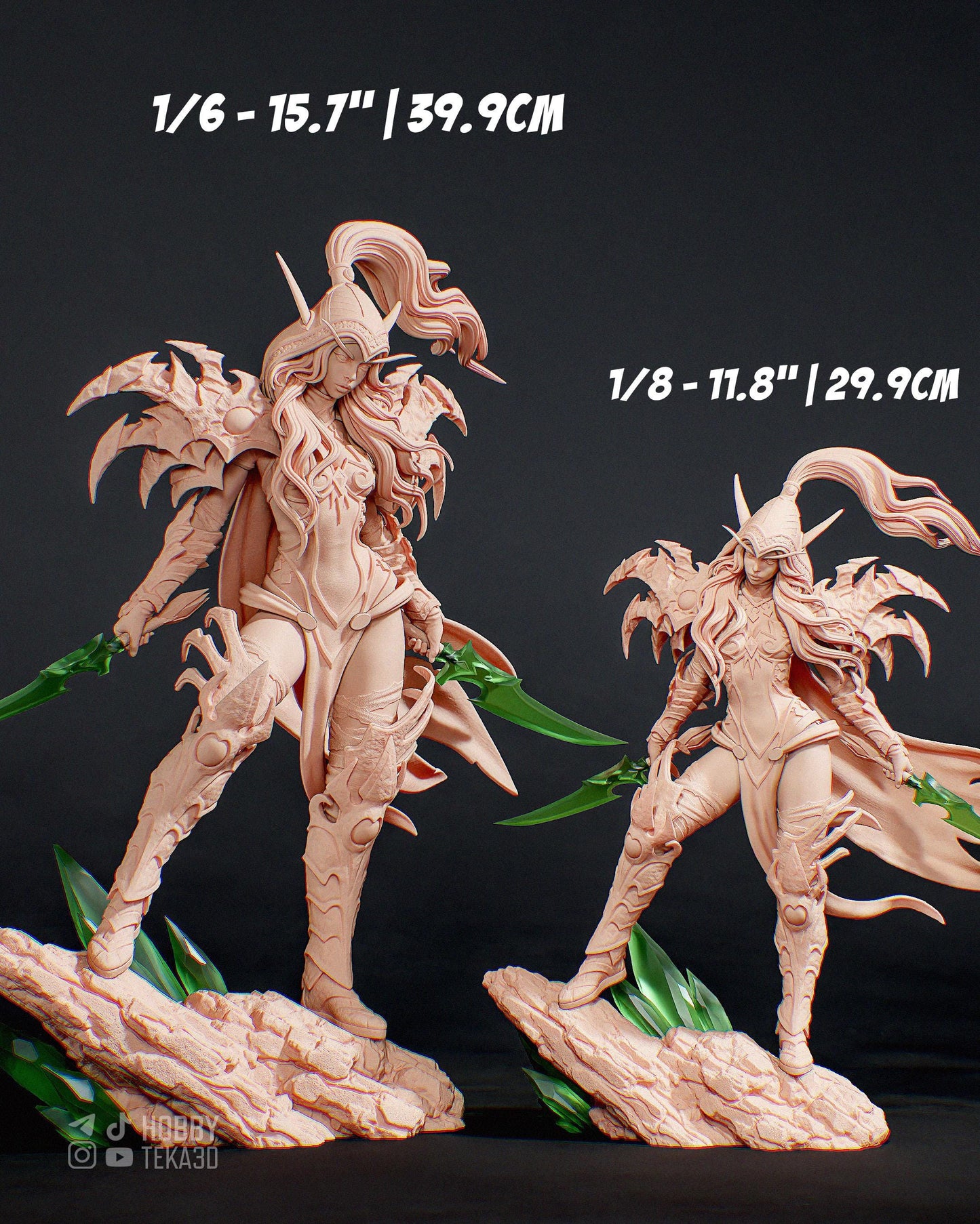 Unpainted Dark Fantasy Elven Assassin Resin Garage Kit – 1/8 and 1/6 Scale by Bulkamancers, DIY Figure Kit with Clear Blades – photo 6
