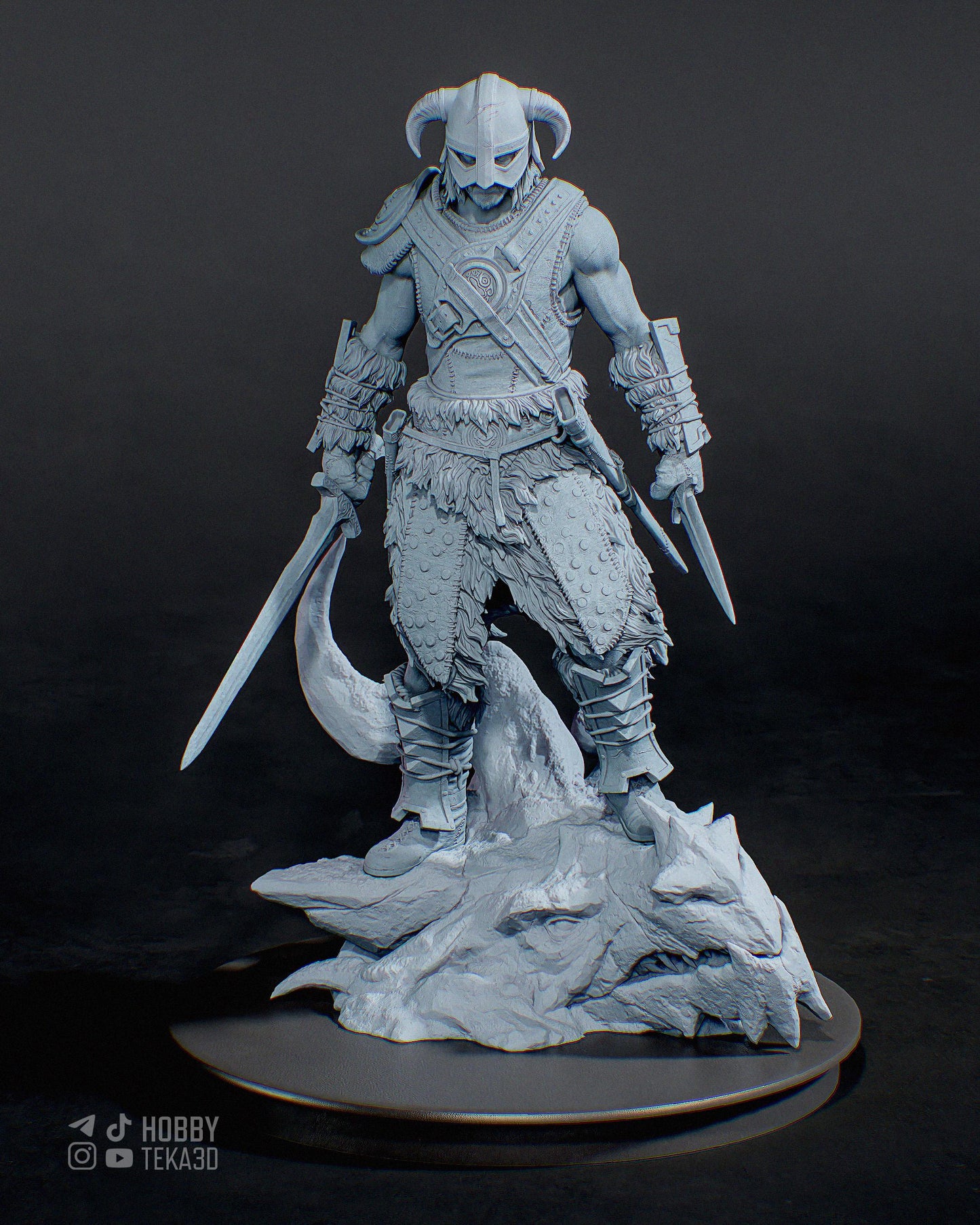 Unpainted Horned Warrior Resin Model Kit – 1/8 and 1/6 Scale – by tanuki – Dark Fantasy Armor Figure DIY Kit – photo 1