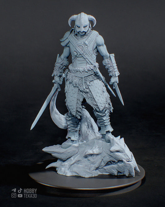 Unpainted Horned Warrior Resin Model Kit – 1/8 and 1/6 Scale – by tanuki – Dark Fantasy Armor Figure DIY Kit – photo 1