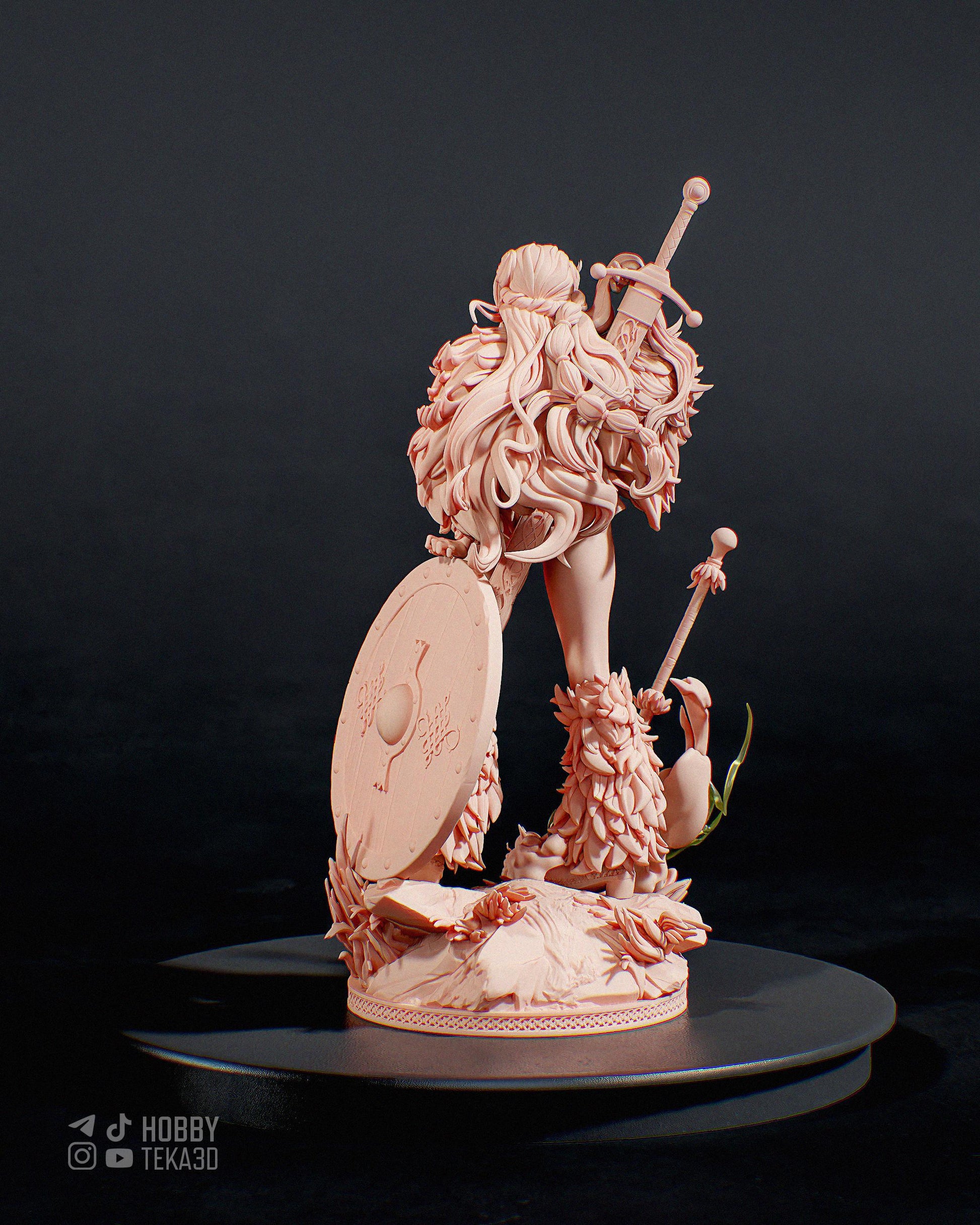 Unpainted Fantasy Warrior Resin Model Kit – 1/8 and 1/6 Scale – by Bulkamancers – Anime Style Sword Heroine DIY Kit – photo 2
