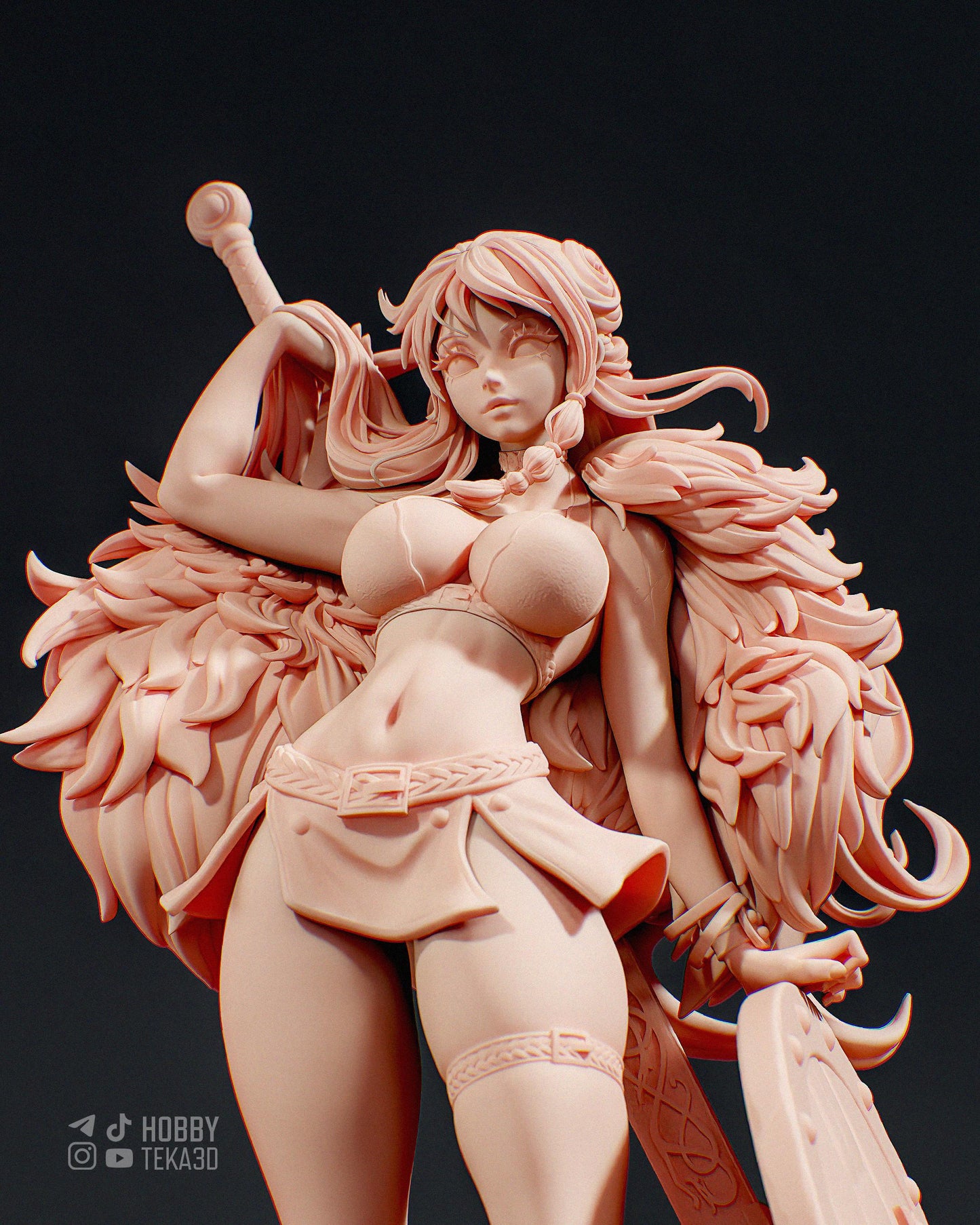 Unpainted Fantasy Warrior Resin Model Kit – 1/8 and 1/6 Scale – by Bulkamancers – Anime Style Sword Heroine DIY Kit – photo 1