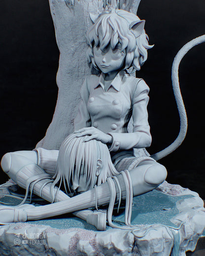 Unpainted Cat Ear Anime Style Resin Model Kit – 1/8 and 1/6 Scale – by Samiho – Dark Fantasy Forest Diorama – photo 4