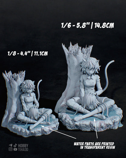 Unpainted Cat Ear Anime Style Resin Model Kit – 1/8 and 1/6 Scale – by Samiho – Dark Fantasy Forest Diorama – photo 5
