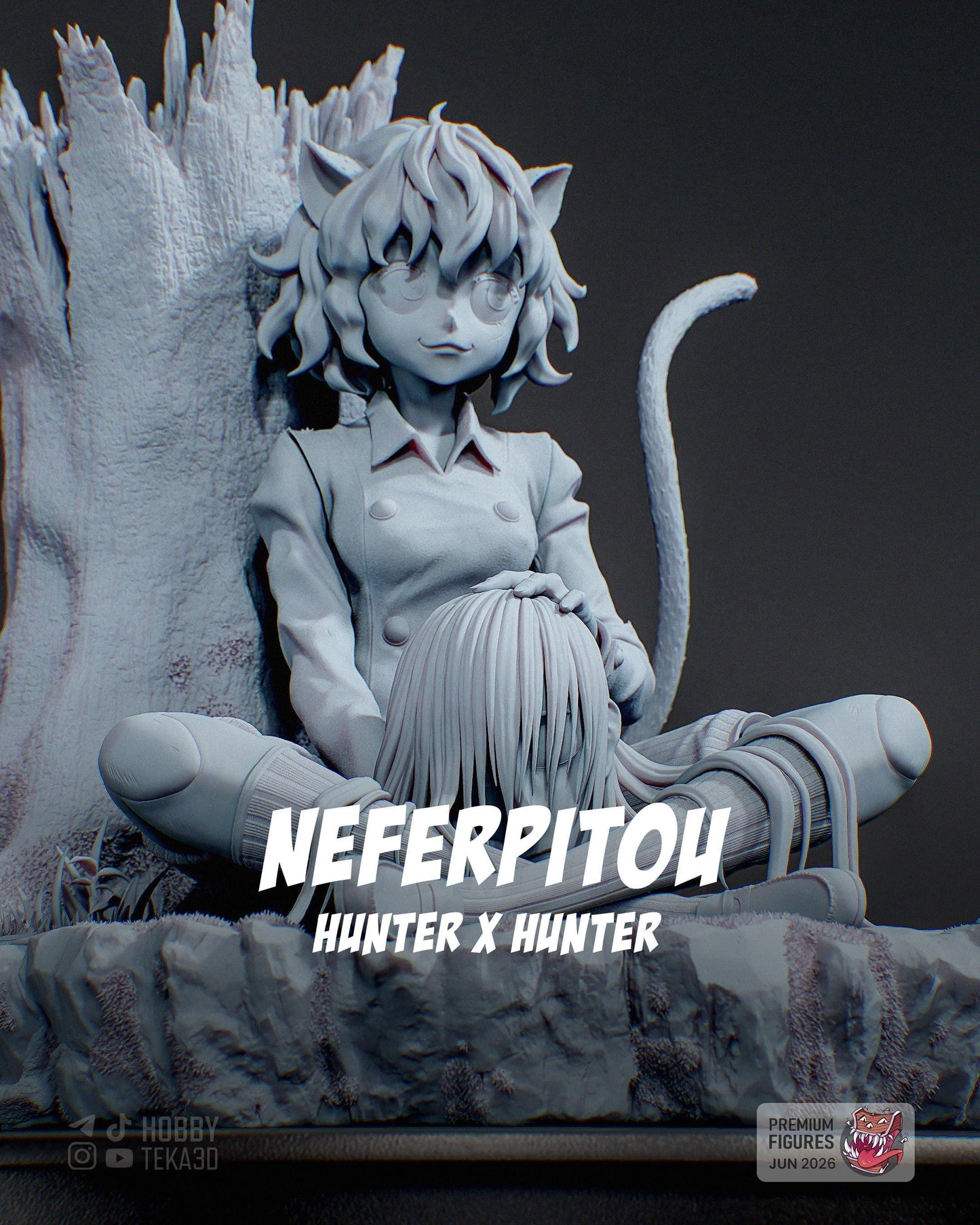 Unpainted Cat Ear Anime Style Resin Model Kit – 1/8 and 1/6 Scale – by Samiho – Dark Fantasy Forest Diorama – photo 3