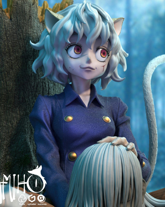 Hand Painted Cat Ear Anime Style Resin Statue – 1/8 and 1/6 Scale – Dark Fantasy Forest Diorama Figure – photo 1