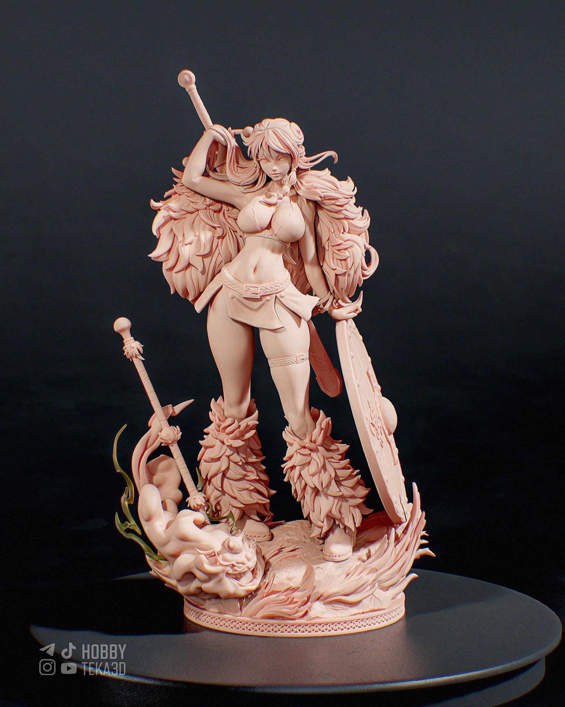 Unpainted Fantasy Warrior Resin Model Kit – 1/8 and 1/6 Scale – by Bulkamancers – Anime Style Sword Heroine DIY Kit – photo 13