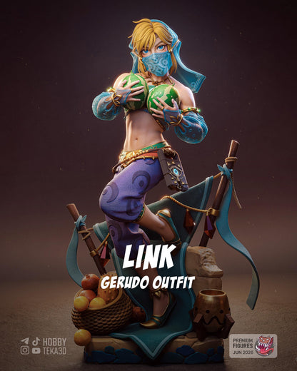 Hand Painted Desert Elf Adventurer Resin Statue – 1/8 and 1/6 Scale – Masked Fantasy Traveler with Camp Base