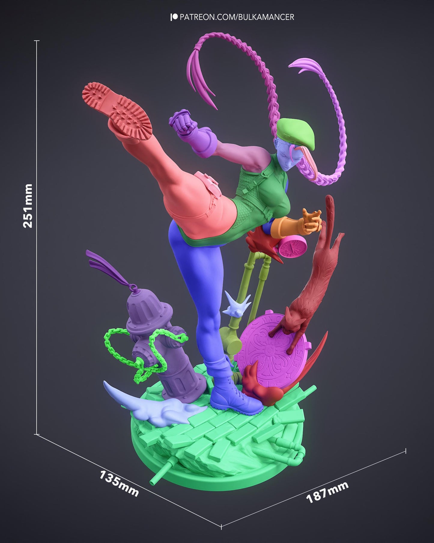 Unpainted Anime Martial Artist Resin Model Kit – 1/8 and 1/6 Scale – by Bulkamancers – High Kick DIY Figure