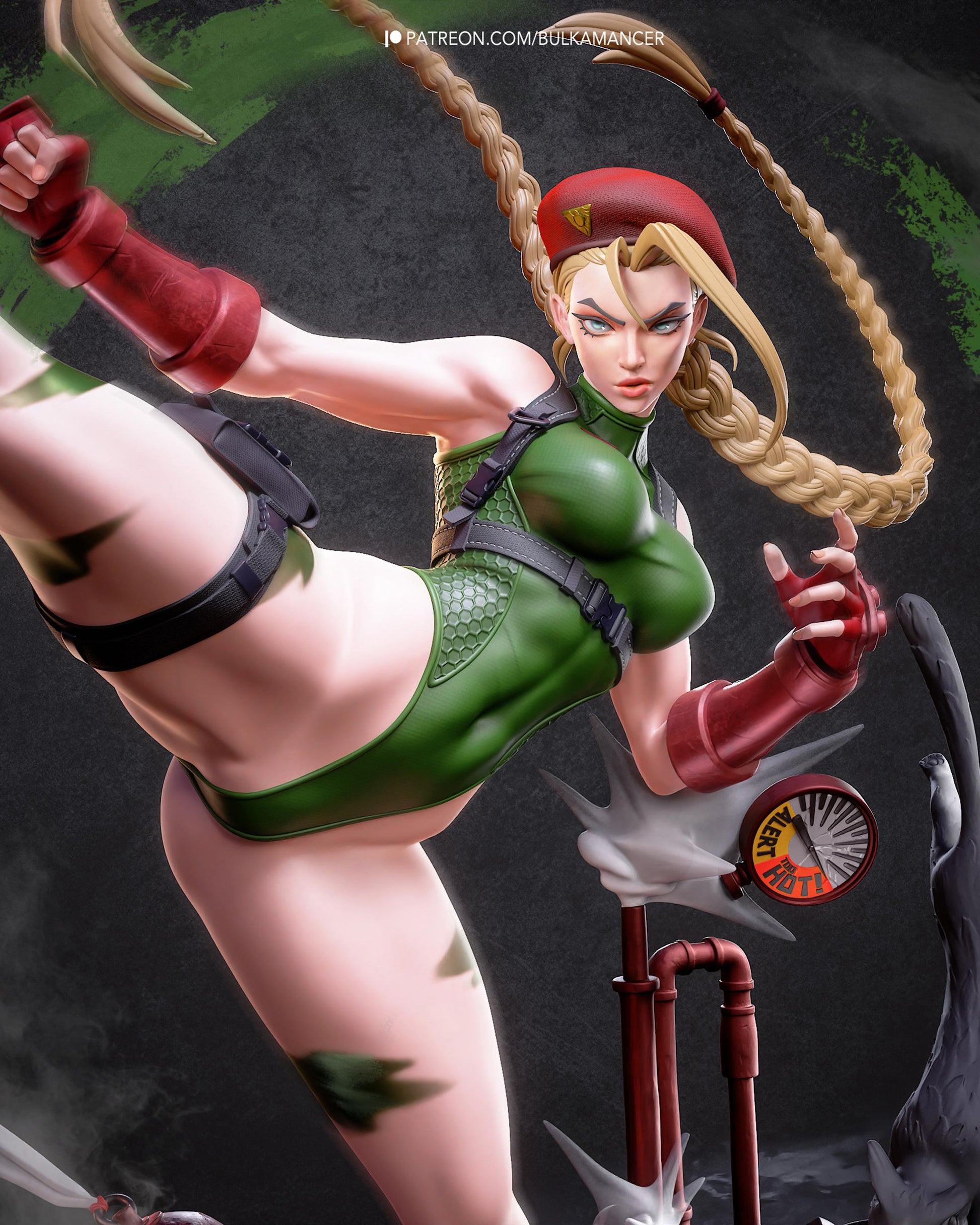 Hand Painted Anime Martial Artist Resin Statue – 1/8 and 1/6 Scale – High Kick Fighter with Broken Tech Base