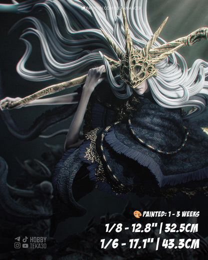 Hand Painted Dark Fantasy Resin Statue – 1/8 and 1/6 Scale – Staff Wielding Sorcerer on Monster Display Base