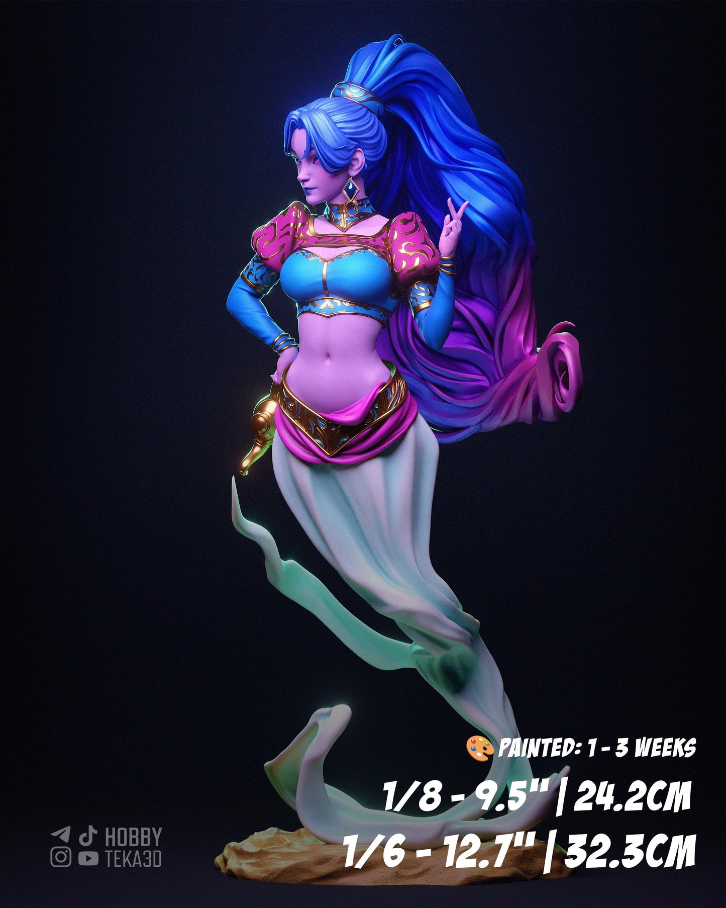 Djinn Fantasy Figurine – Hand Painted Resin Figure – 1/8 and 1/6 Scale – by CA3D