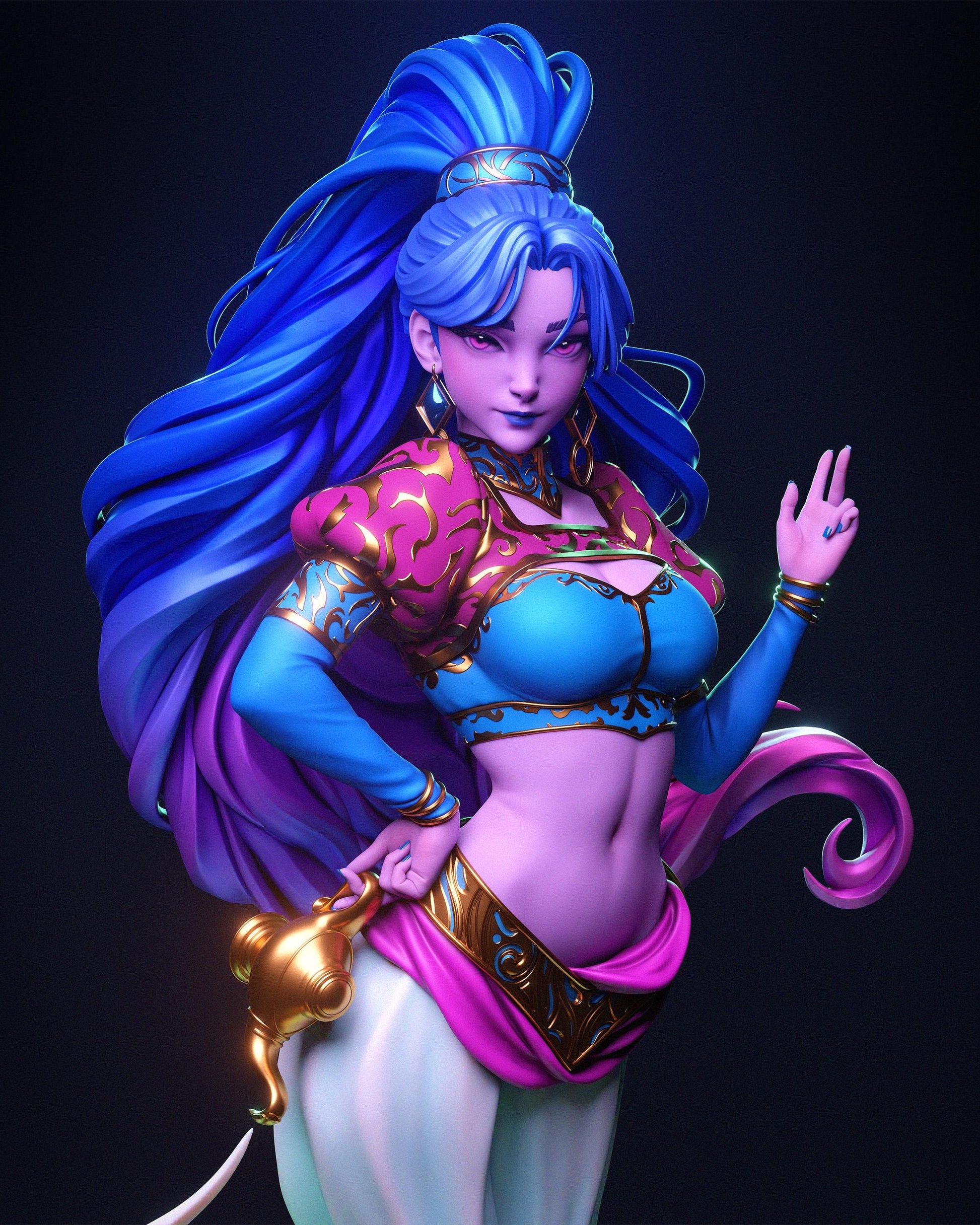 Djinn Fantasy Figurine – Hand Painted Resin Figure – 1/8 and 1/6 Scale – by CA3D