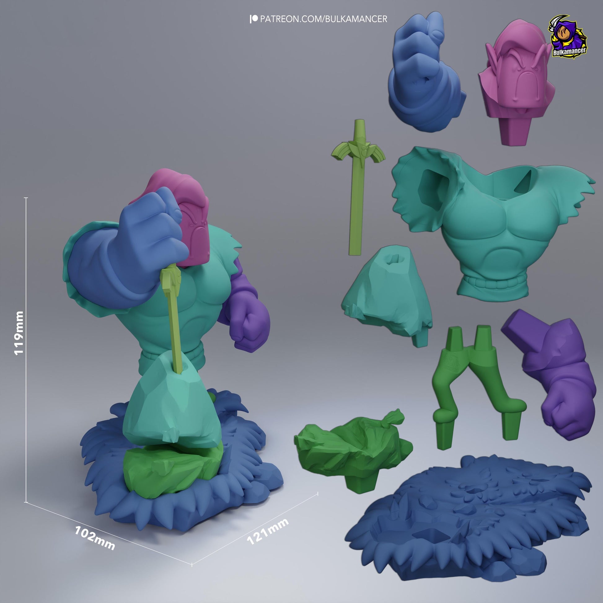 Unpainted Cute Elf Warrior Resin Model Kit – 1/8 and 1/6 Scale – by Bulkamancers – Stylized Sword DIY Figure