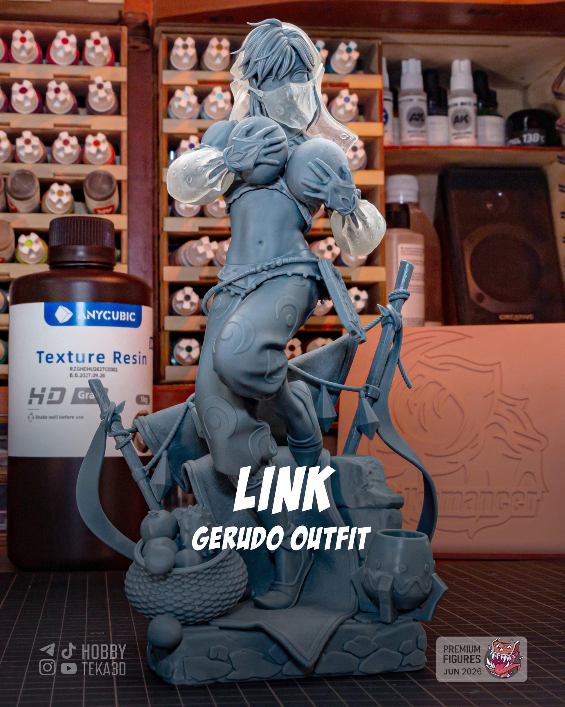 Desert Elf Adventurer Resin Model Kit – Unpainted – 1/8 and 1/6 Scale – by Bulcamancers – Masked Camp Figure
