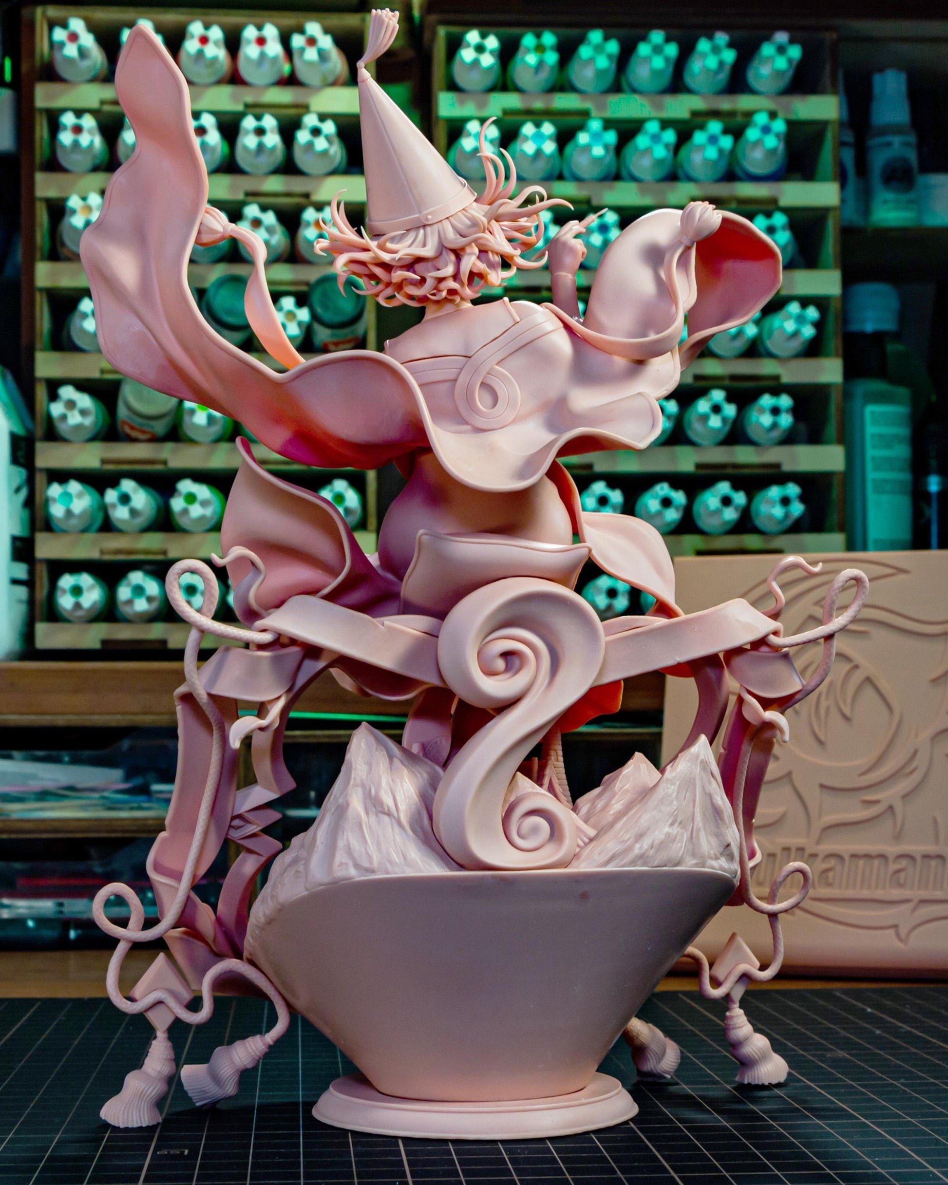 Unpainted Cute Witch Mage Resin Model Kit – 1/8 and 1/6 Scale – by Bulkamancers – Magic Book DIY Figure