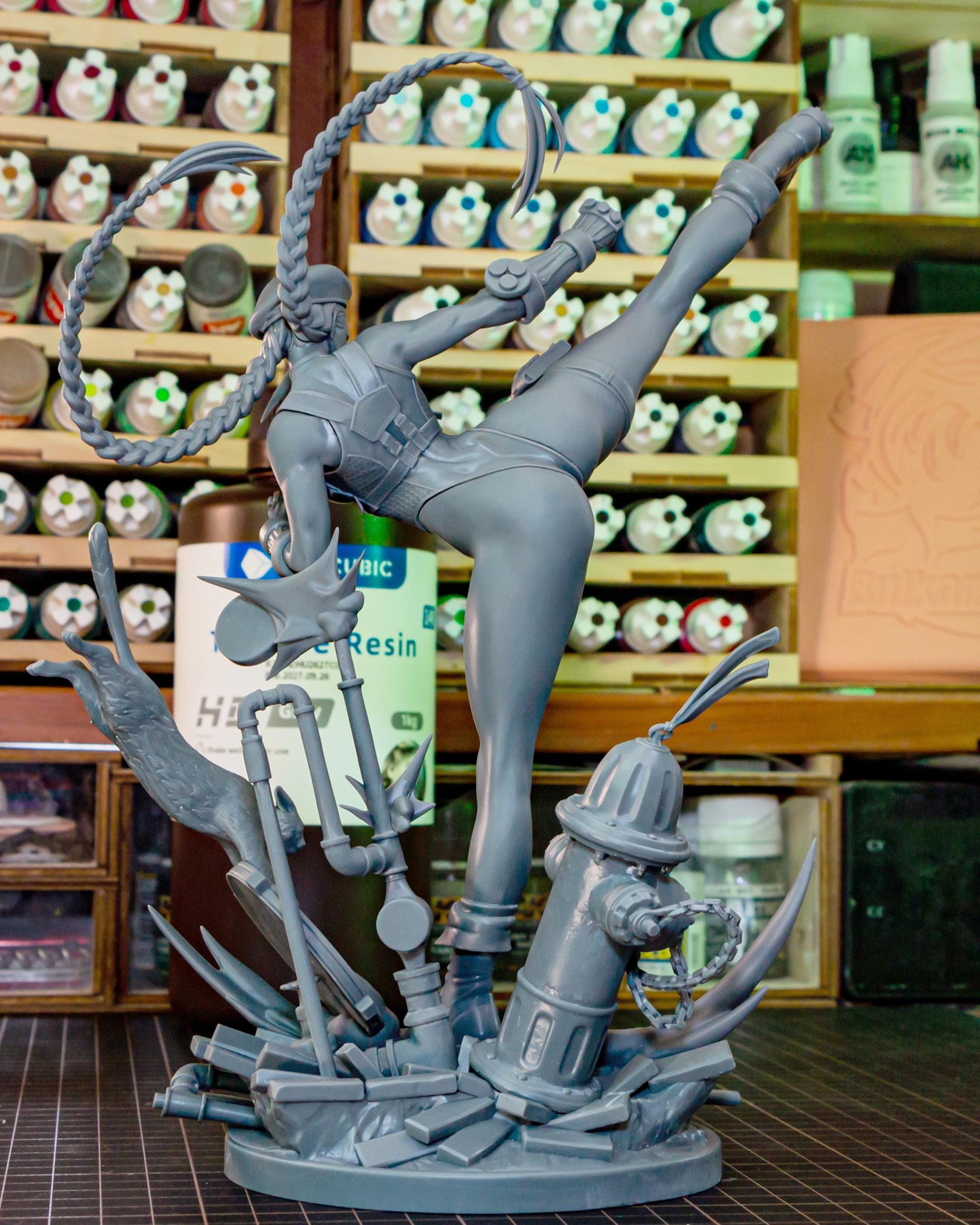 Unpainted Anime Martial Artist Resin Model Kit – 1/8 and 1/6 Scale – by Bulkamancers – High Kick DIY Figure