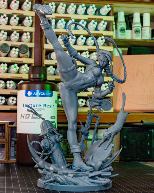 Unpainted Anime Martial Artist Resin Model Kit – 1/8 and 1/6 Scale – by Bulkamancers – High Kick DIY Figure