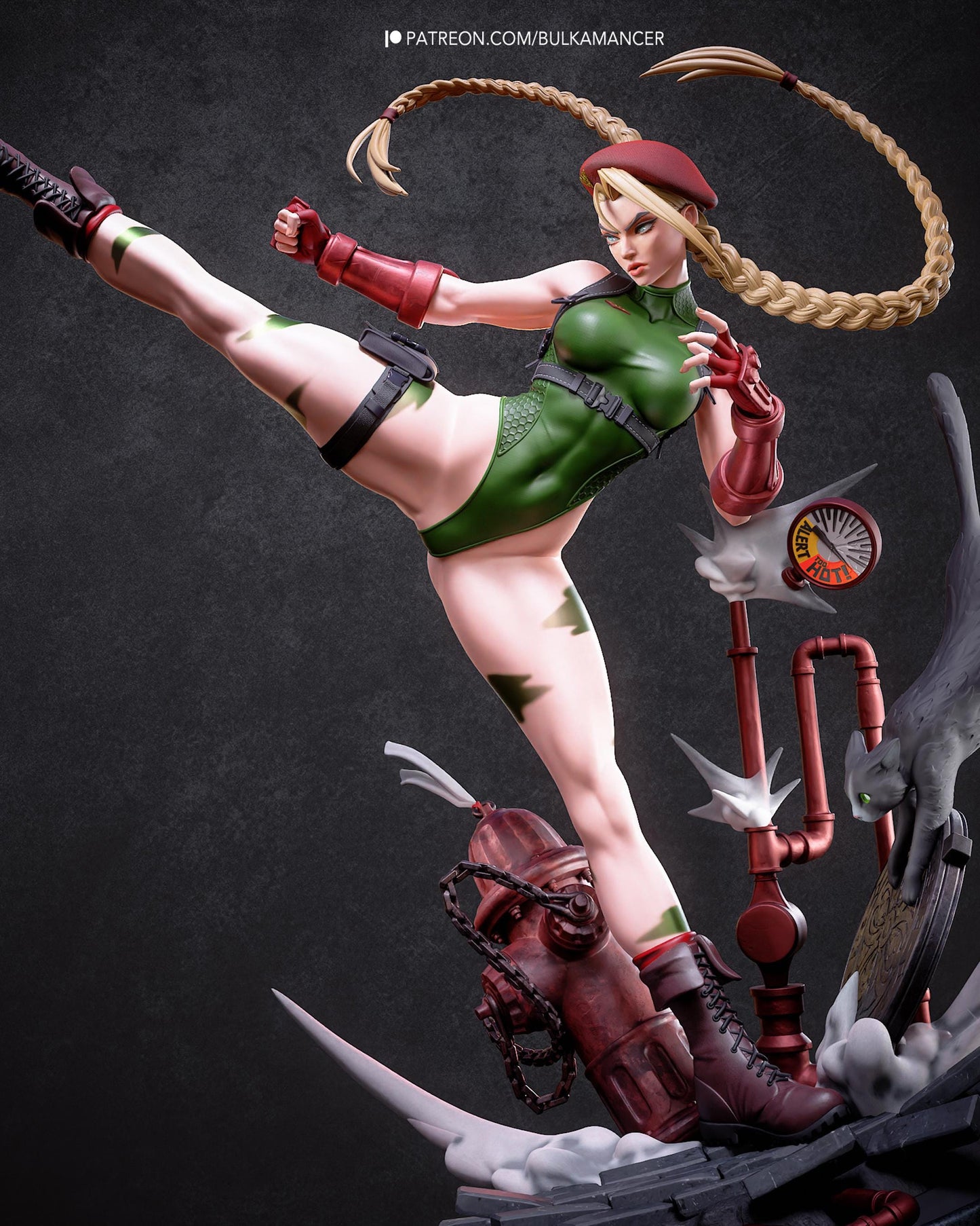 Hand Painted Anime Martial Artist Resin Statue – 1/8 and 1/6 Scale – High Kick Fighter with Broken Tech Base