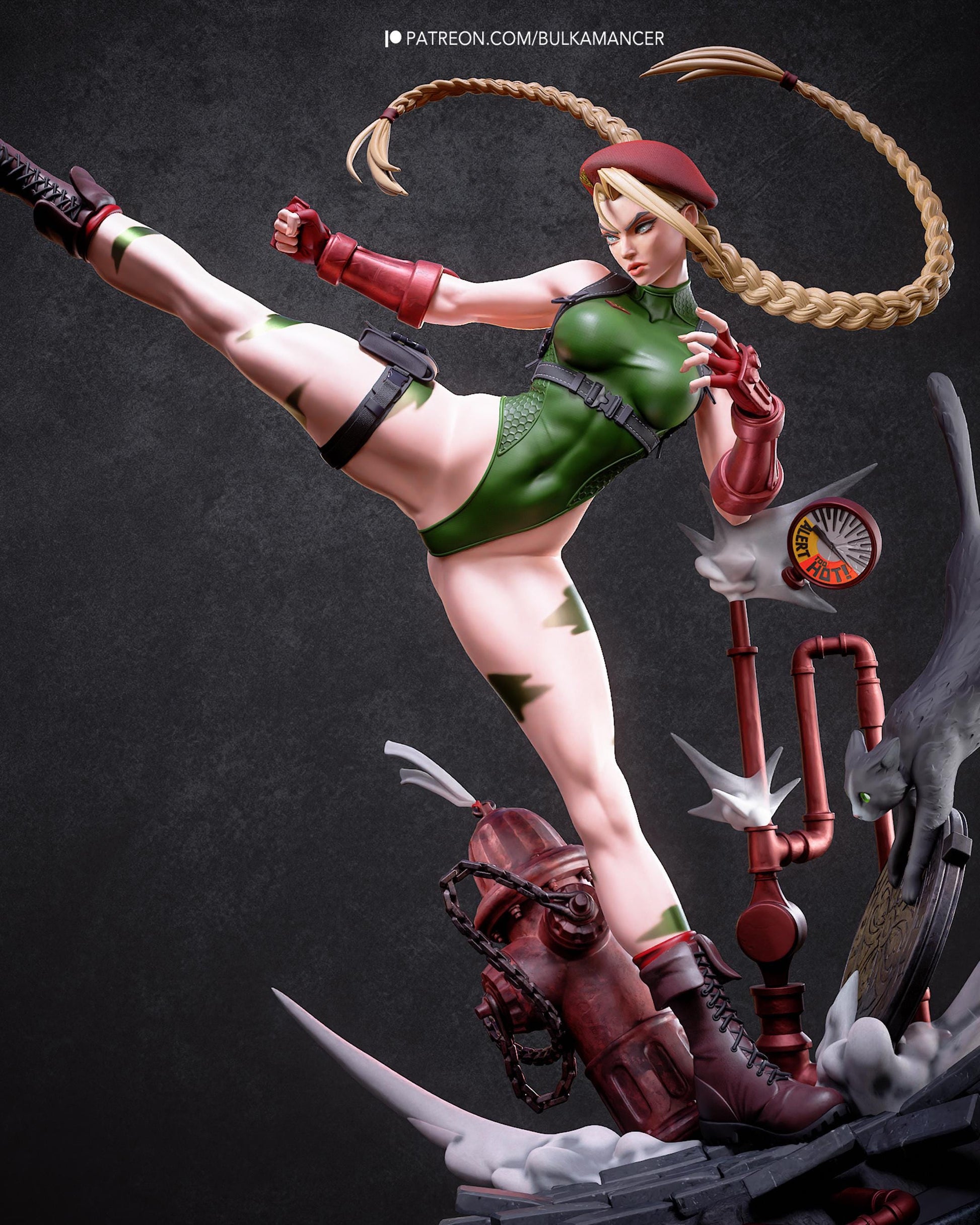 Hand Painted Anime Martial Artist Resin Statue – 1/8 and 1/6 Scale – High Kick Fighter with Broken Tech Base