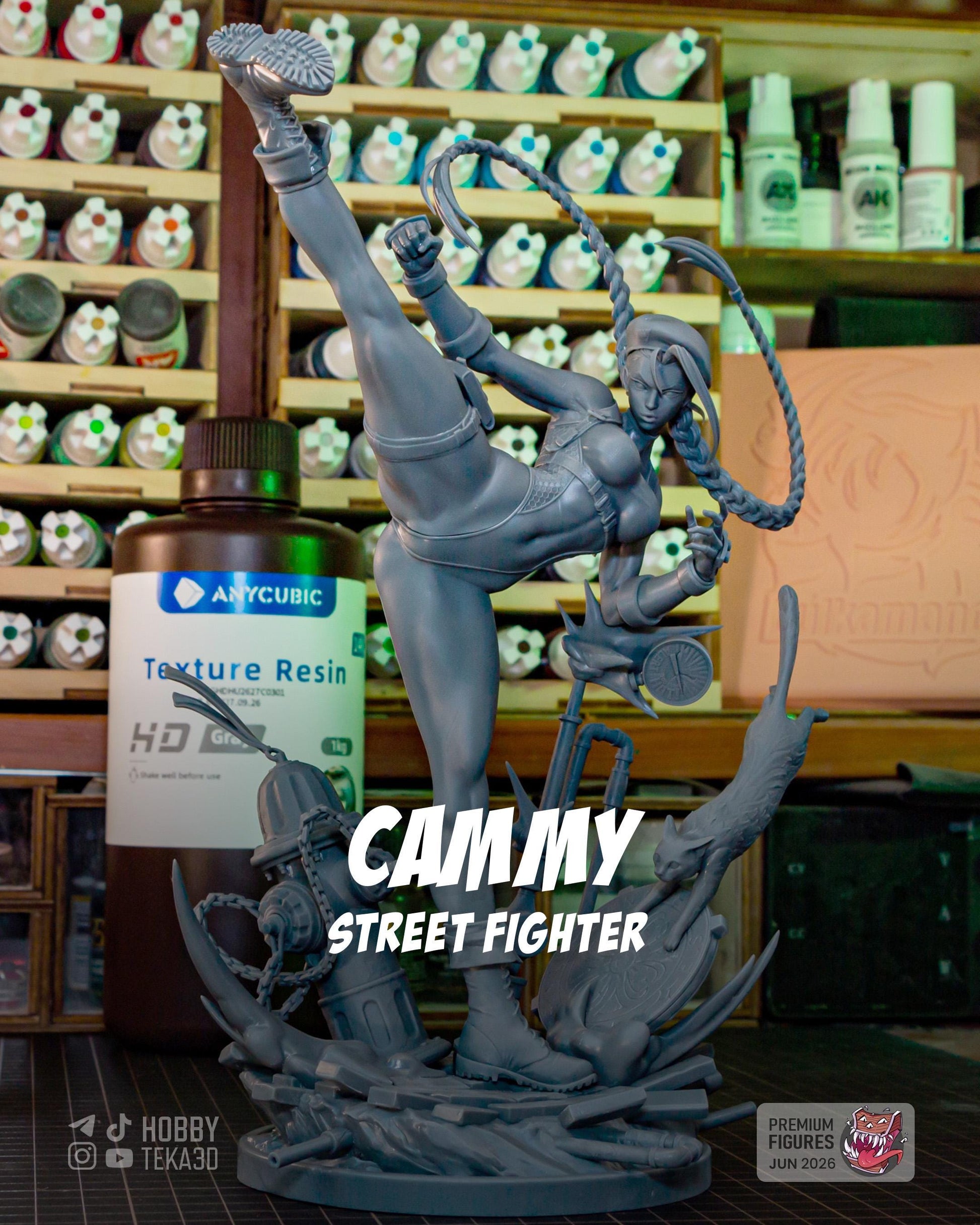 Unpainted Anime Martial Artist Resin Model Kit – 1/8 and 1/6 Scale – by Bulkamancers – High Kick DIY Figure